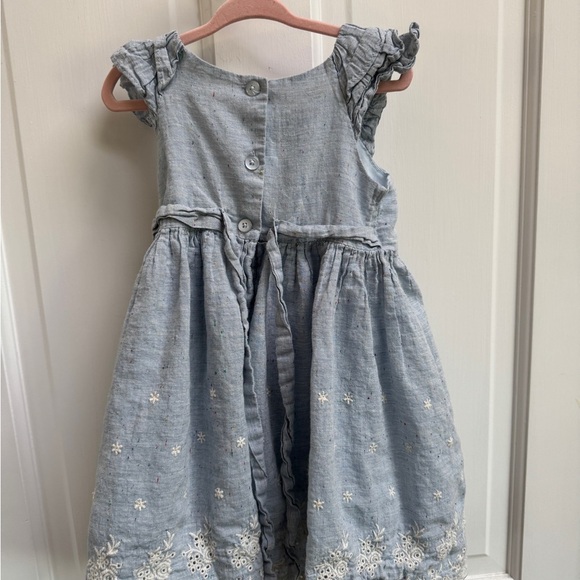 Laura Ashley Girls Size 4 Light Blue Short Sleeve Dress White Floral Details - Picture 6 of 6